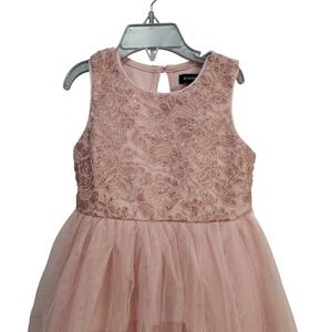 Zunie Girls Dress‎ Size 4 Pink Sleeveless Floral Sparkle Tutu High Low Party